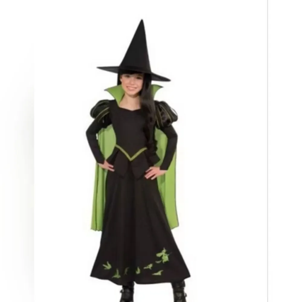 Kids Wizard Of Oz Wicked Witch Of The West Costume with Green Accents